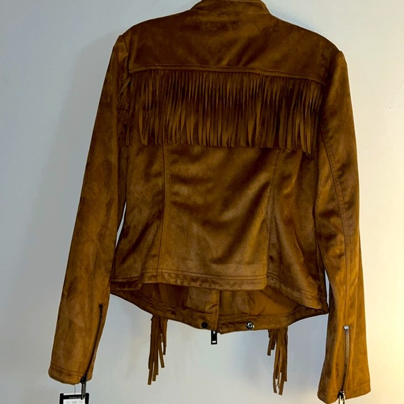 Faux suede moto jacket with fringe, NWT! price reduced! $100 - Picture 3 of 15